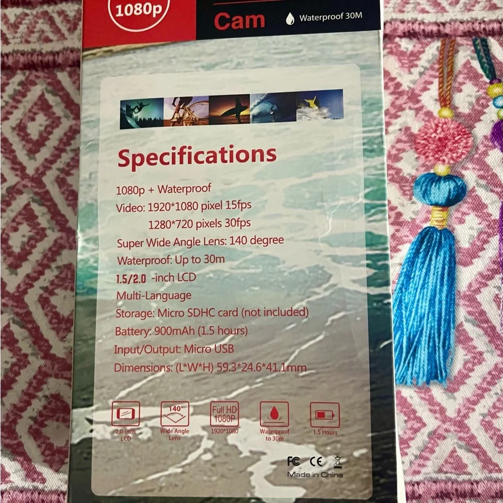 Sports Cam Full HD 1080p Black Waterproof